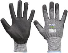 GLOVE SAFETY MASTER EDGE CUT 5 RESIST PU COATED PALM SEAMLESS LINER
