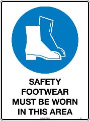 SAFETY SIGN METAL UNIFORM 112LM SAFETY FOOTWEAR MUST BE WORN IN THIS AREA 600 X 450MM