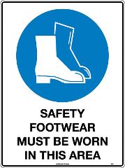 SAFETY SIGN POLY UNIFORM 112LP SAFETY FOOTWEAR MUST BE WORN IN THIS AREA 600 X 450MM
