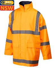 RAIN JACKET MASTER ALBATROSS X HI VIS D/N NSW RAIL TAPED POLY OXFORD