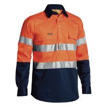 SHIRT L/SLEEVE BISLEY BTC6456 CLOSED FRONT HI VIS D/N 3M TAPED 2 TONE 190GSM COTTON DRILL VENTED