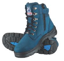 BOOT SAFETY STEEL BLUE SOUTHERN CROSS 312361 ZIP SIDED TPU SOLE